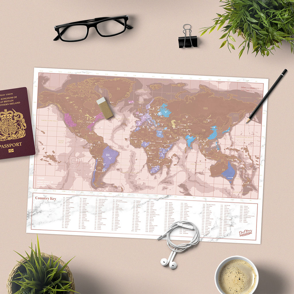Scratch Map® - Rosé Gold - Reise-Edition | Weltkarte zum Rubbeln von Luckies
