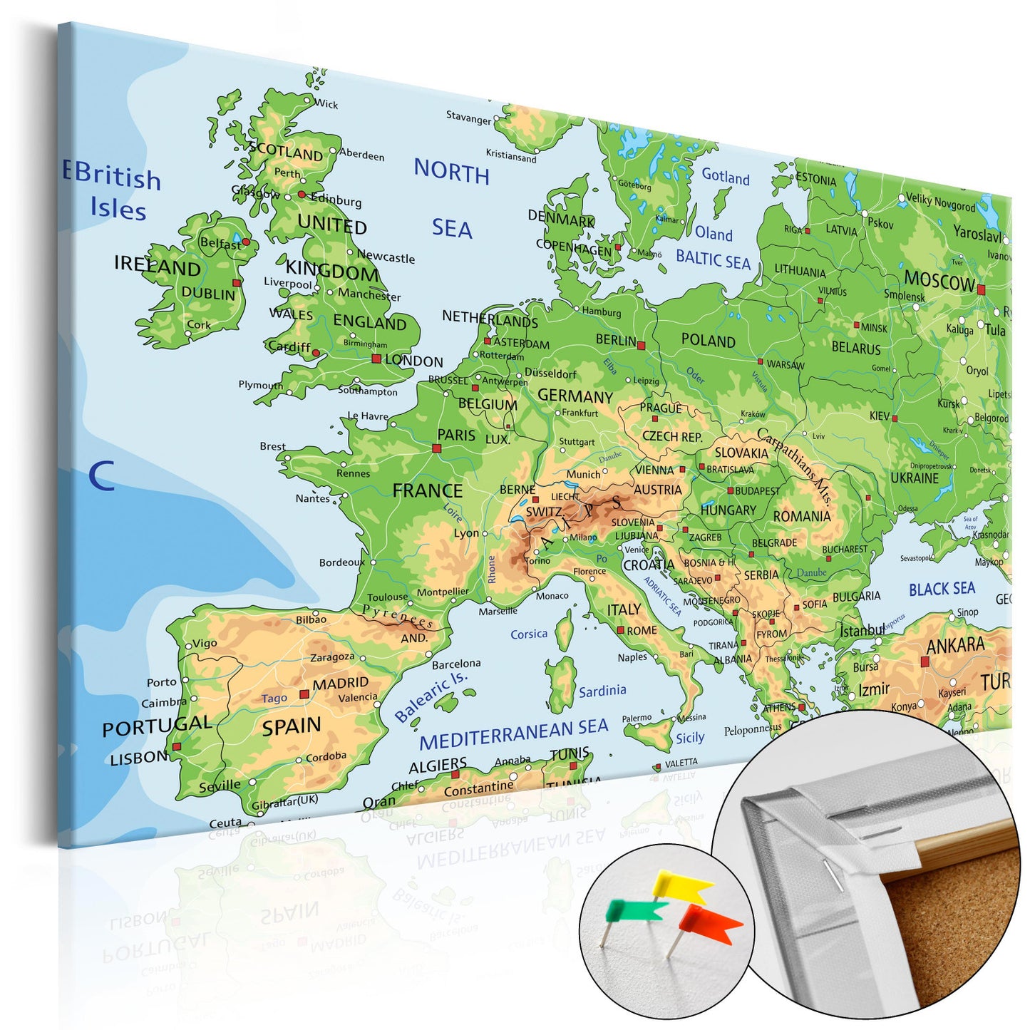 Europakarte als Pinnwand - Physisch - WELTKARTEN24