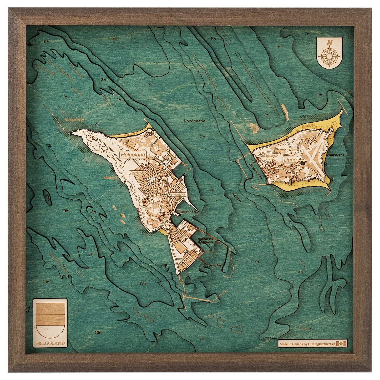 Helgoland | 3D-Holzkarte aus Holz von Cutting Brothers als Wandbild