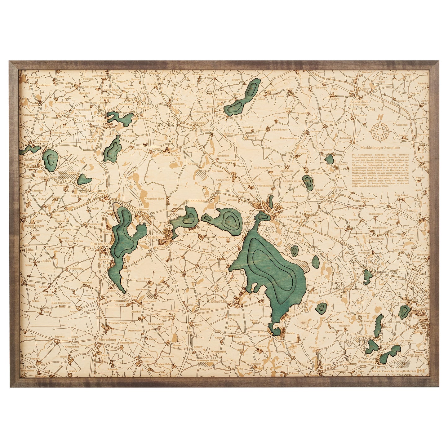 Mecklenburger Seenplatte | 3D Wandbild aus Holz von Cutting Brothers