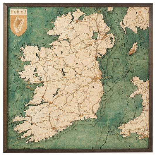 Irland | 3D-Holzkarte aus Holz von Cutting Brothers als Wandbild
