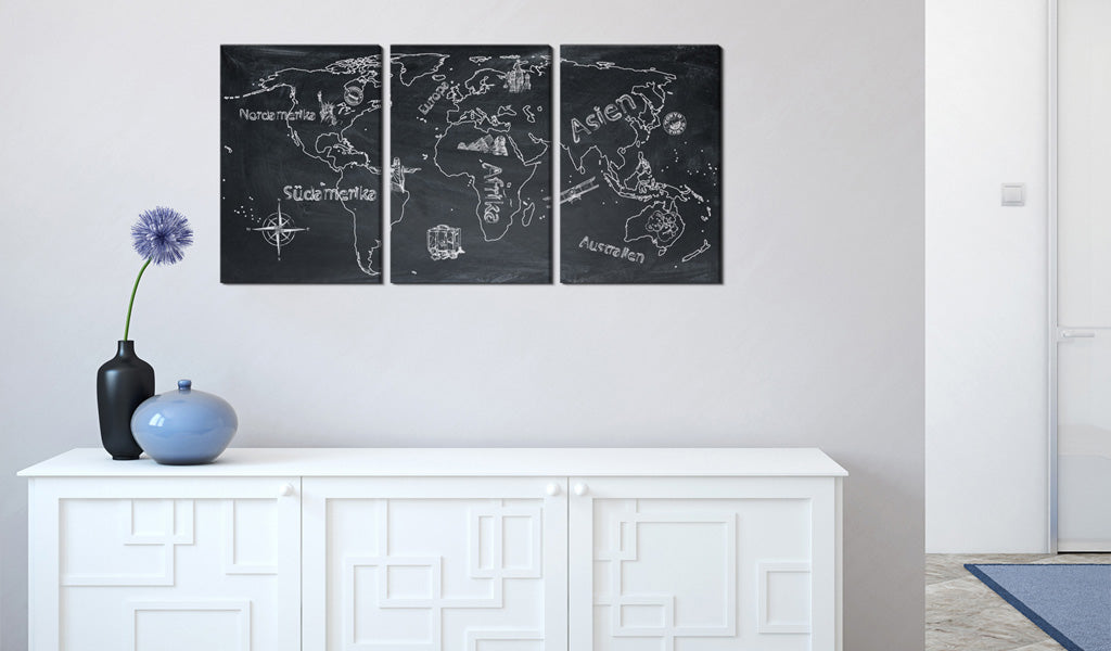Weltkarte als Leinwandbild - Wandbild - Neugieriger Reisender (Deutschland)