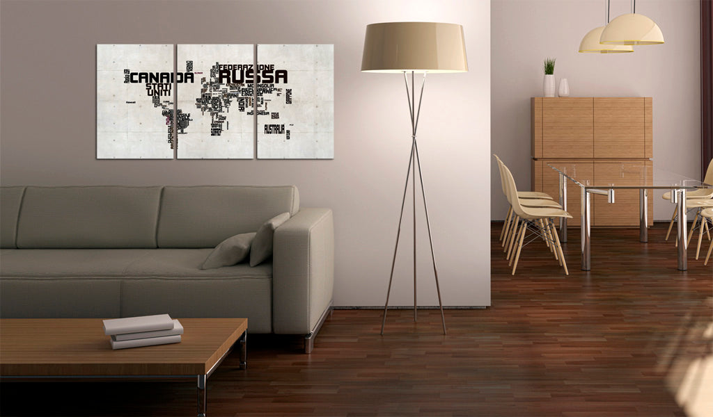 Weltkarte als Leinwandbild - Wandbild - Landkarte - italienisch