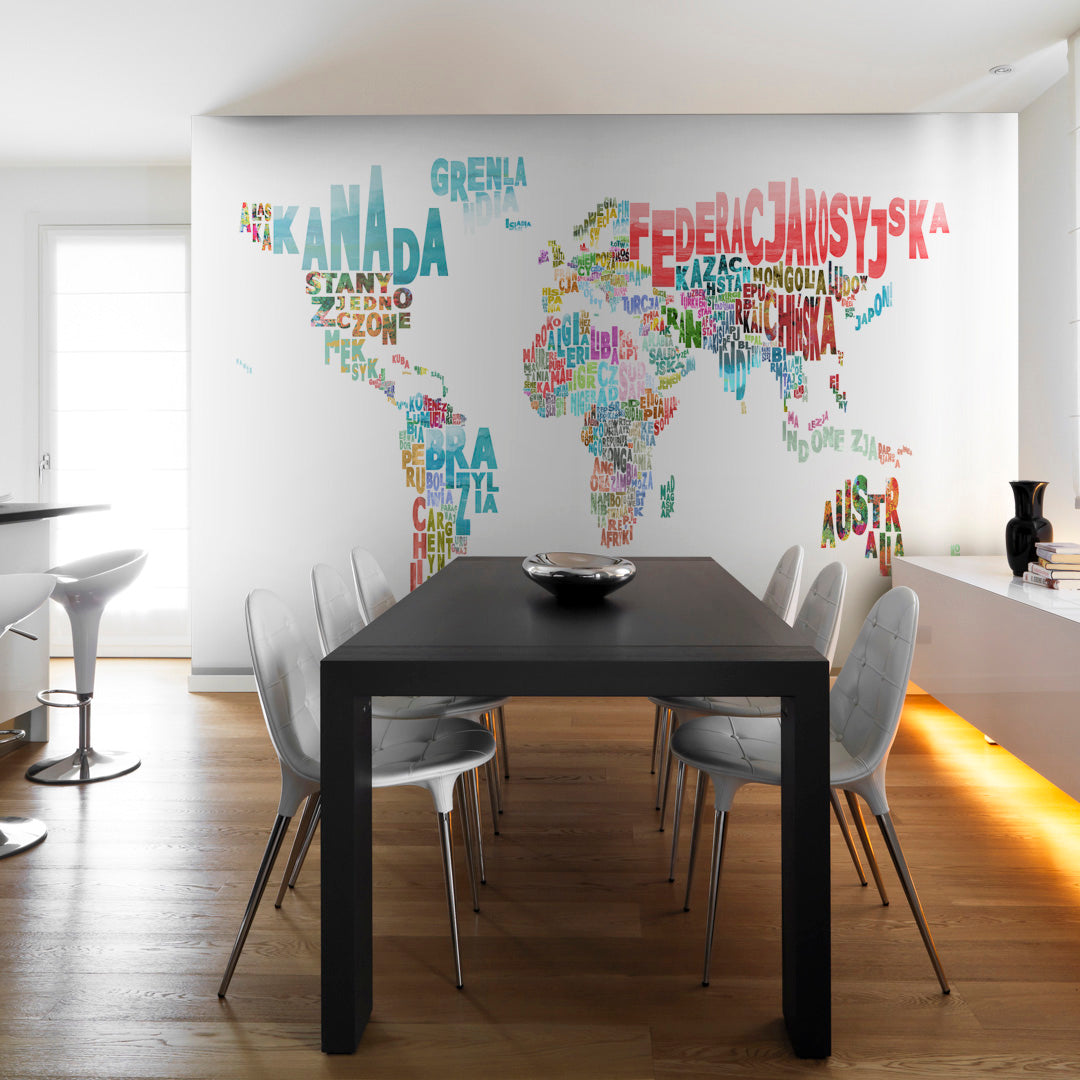 Fototapete - Landkarte - Welt (polnisch) - WELTKARTEN24