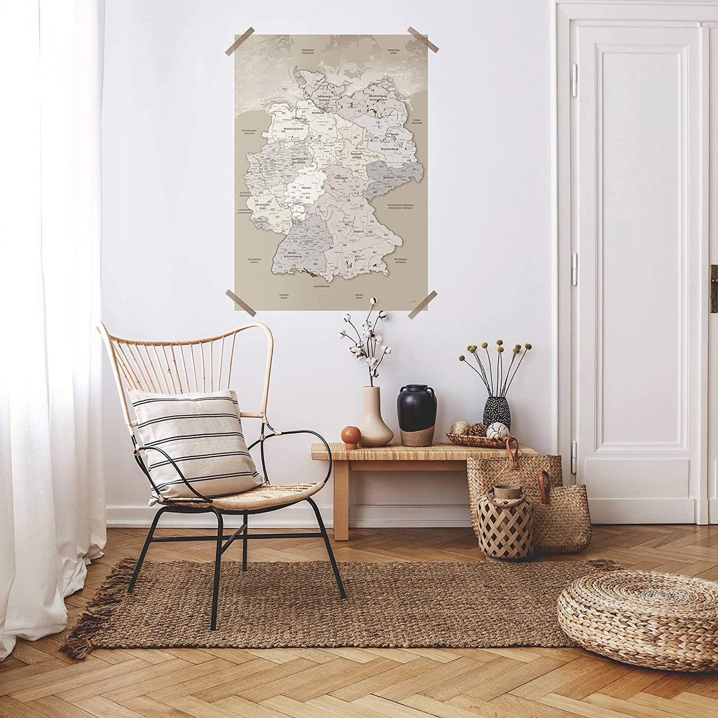Deutschlandkarte als Poster in Deutsch - Beige
