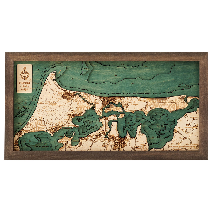 Fischland Darß-Zingst | 3D-Holzkarte aus Holz von Cutting Brothers als Wandbild