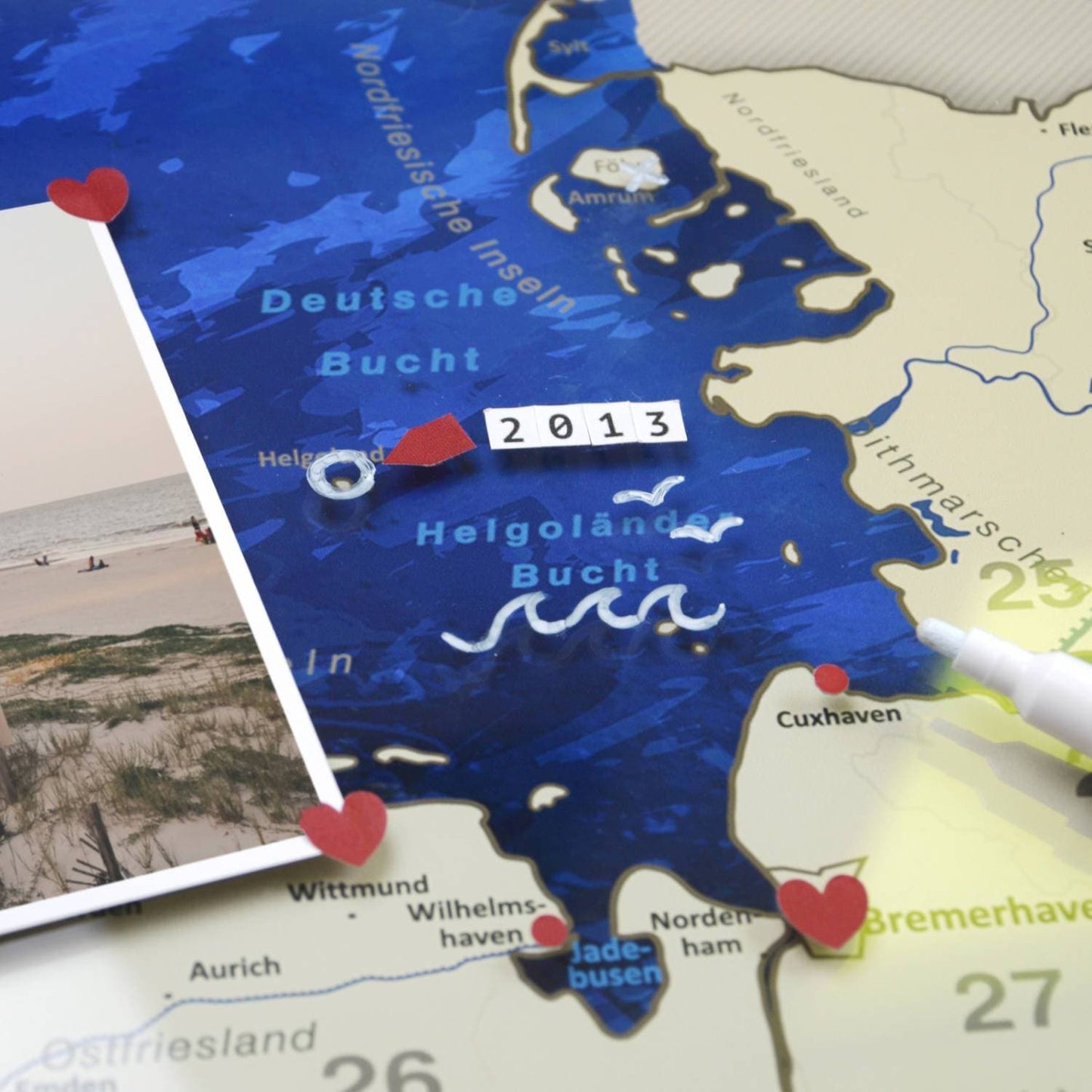 Glasbild - Deutschlandkarte Blue Ocean - Deutsch|Glass Picture - Germany Map Blue Ocean - German