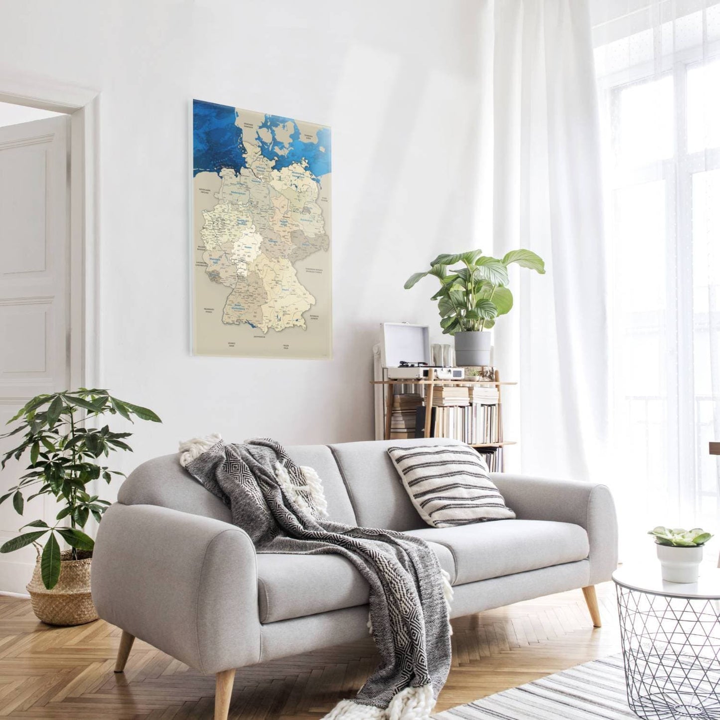 Glasbild - Deutschlandkarte Blue Ocean - Deutsch|Glass Picture - Germany Map Blue Ocean - German