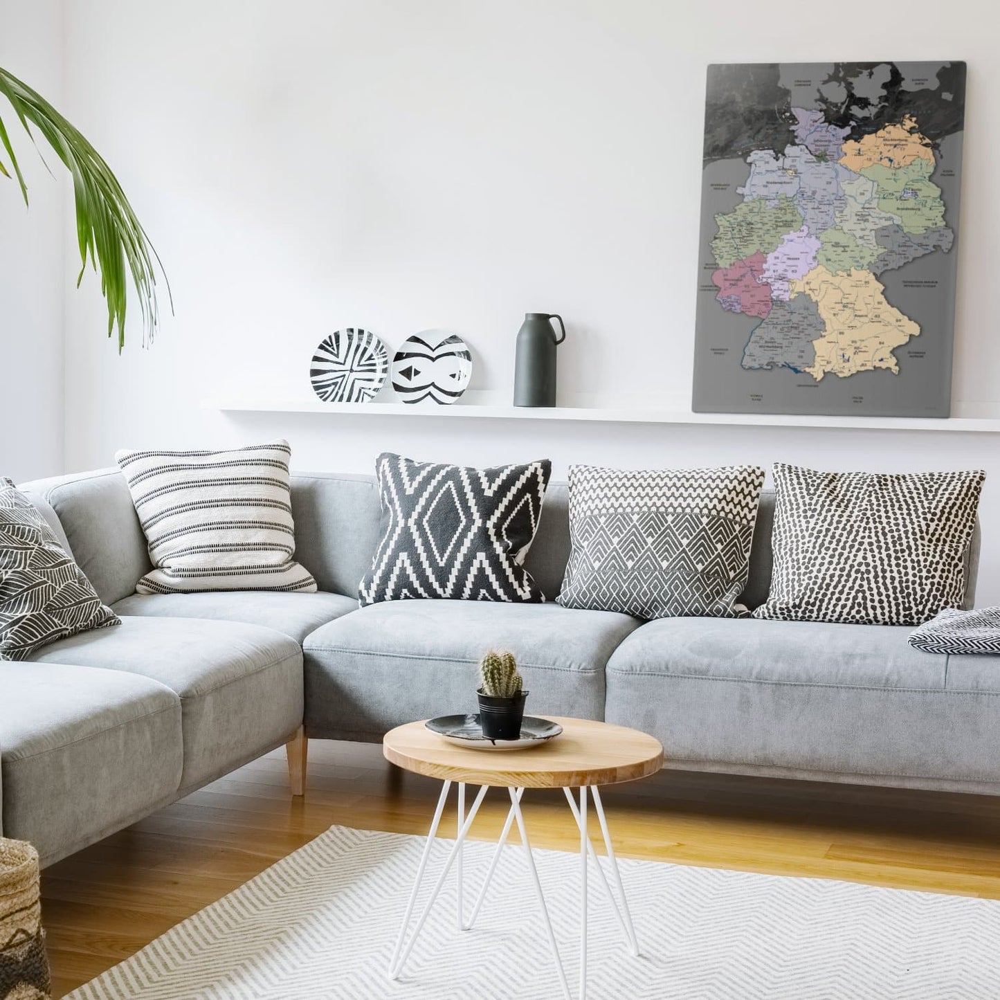 Leinwandbild - Deutschlandkarte Edelgrau - Pinnwand, Deutsch|Canvas Art - Germany Card Noble Grey - Pinboard, German