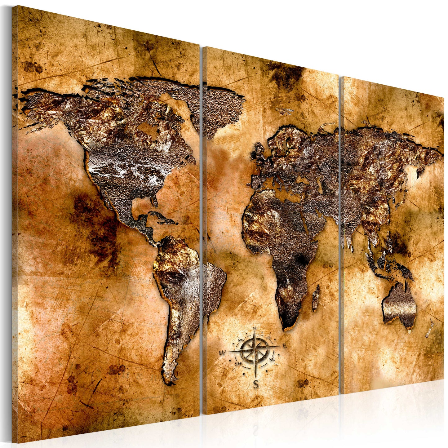 Weltkarte als Leinwandbild - Wandbild - World in opalescent shades