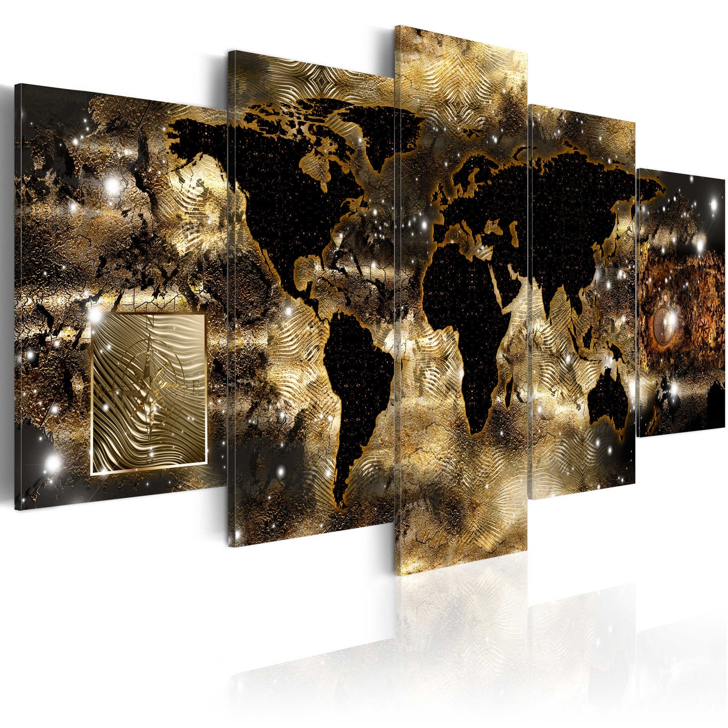 Weltkarte als Leinwandbild - Wandbild - Continents of bronze