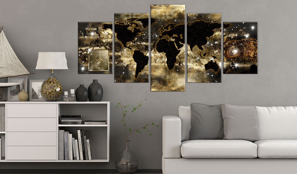 Weltkarte als Leinwandbild - Wandbild - Continents of bronze