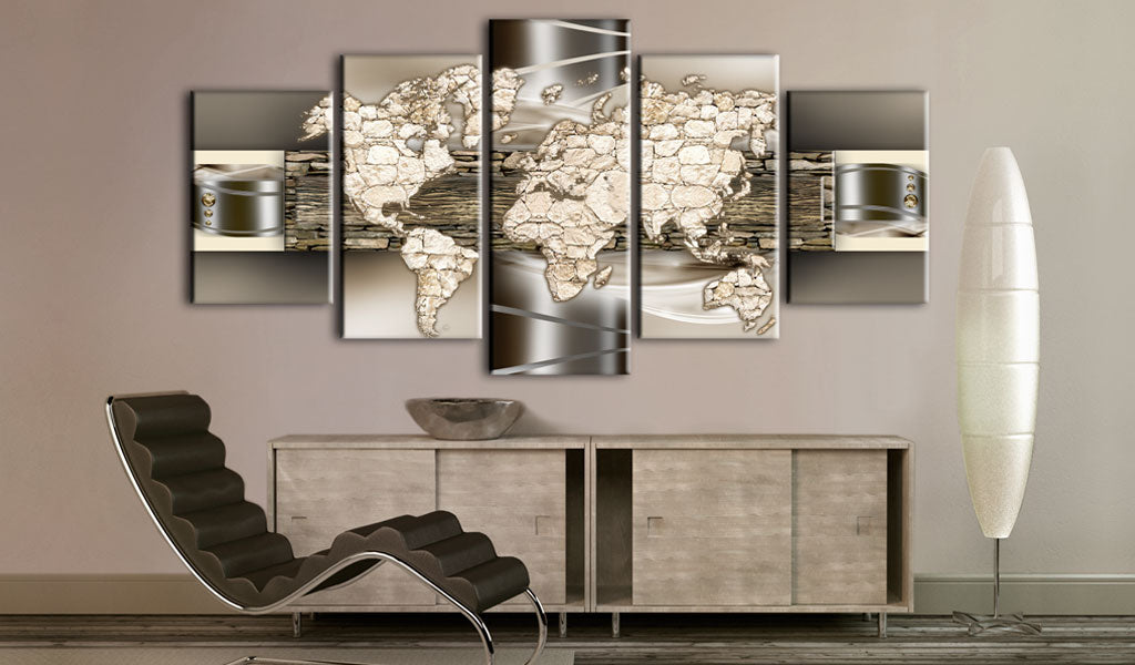 Weltkarte als Leinwandbild - Wandbild - Stone world
