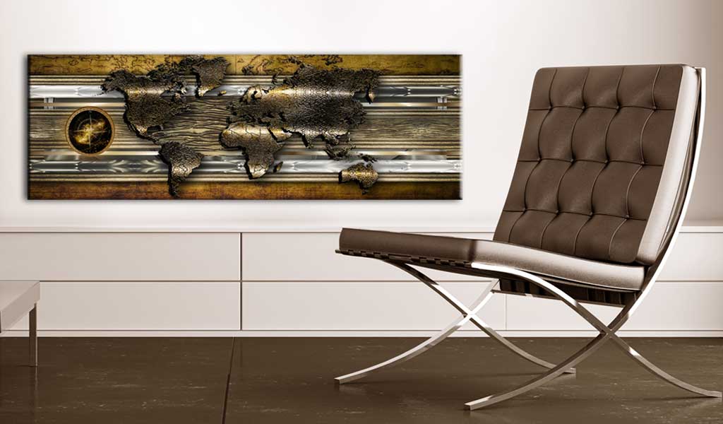 Weltkarte als Leinwandbild - Wandbild - The Golden Map