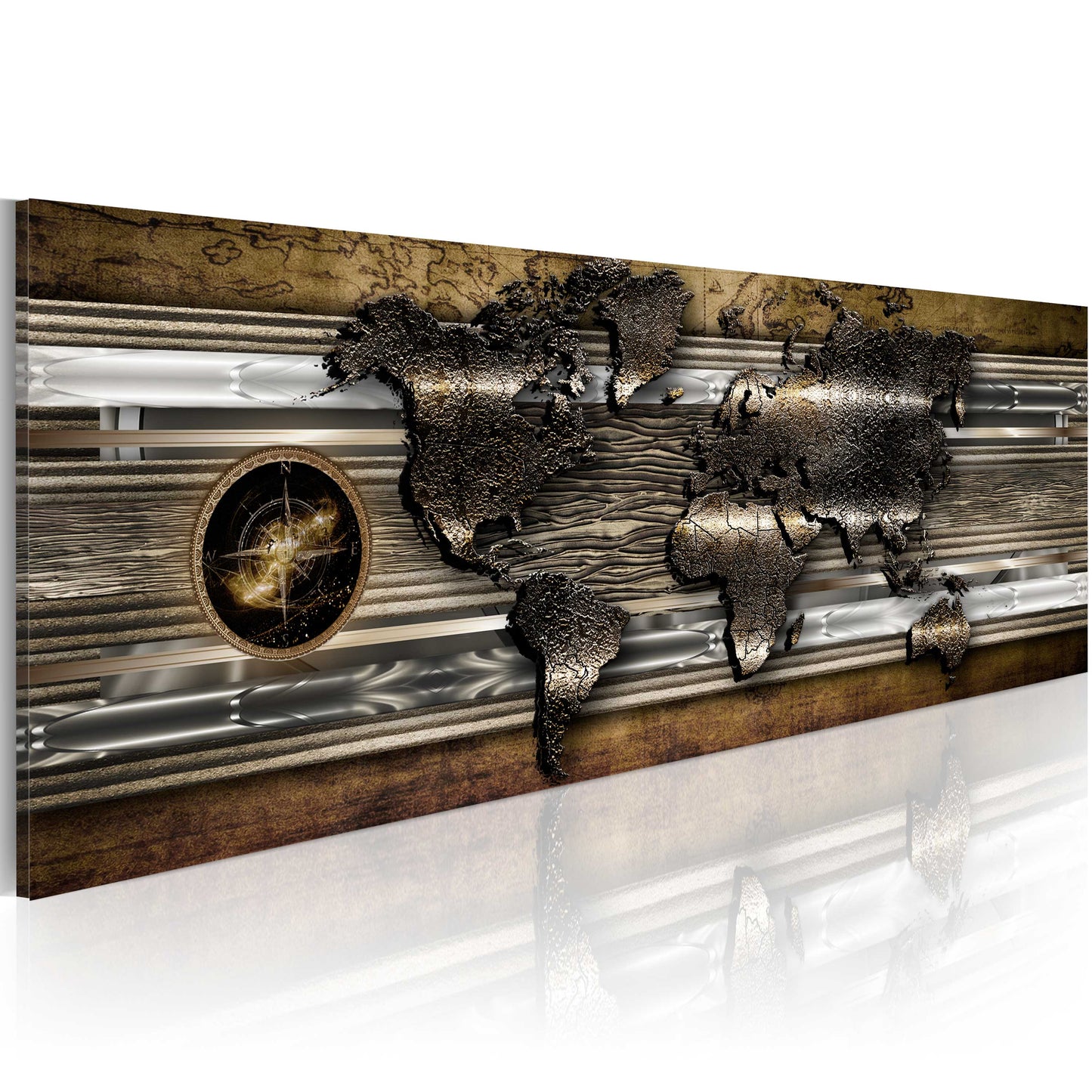 Weltkarte als Leinwandbild - Wandbild - The World Of Metal