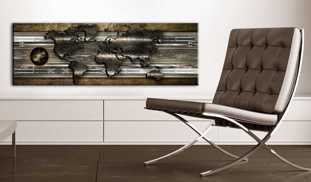 Weltkarte als Leinwandbild - Wandbild - The World Of Metal