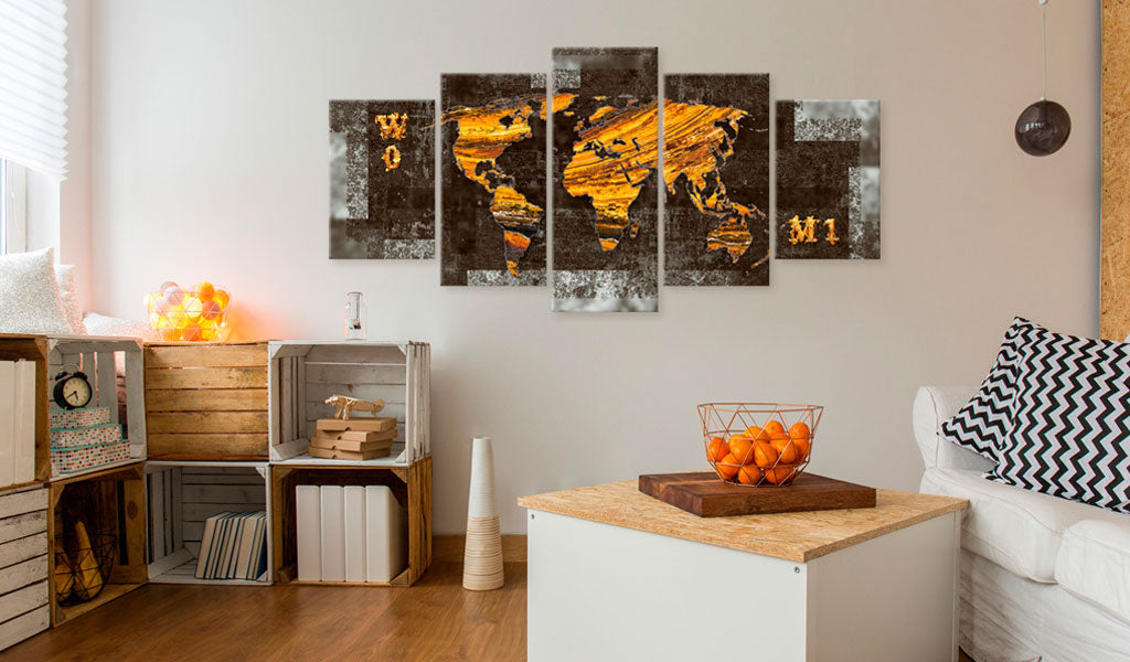 Weltkarte als Leinwandbild - Wandbild - Versteckter Schatz (Weltkarte)