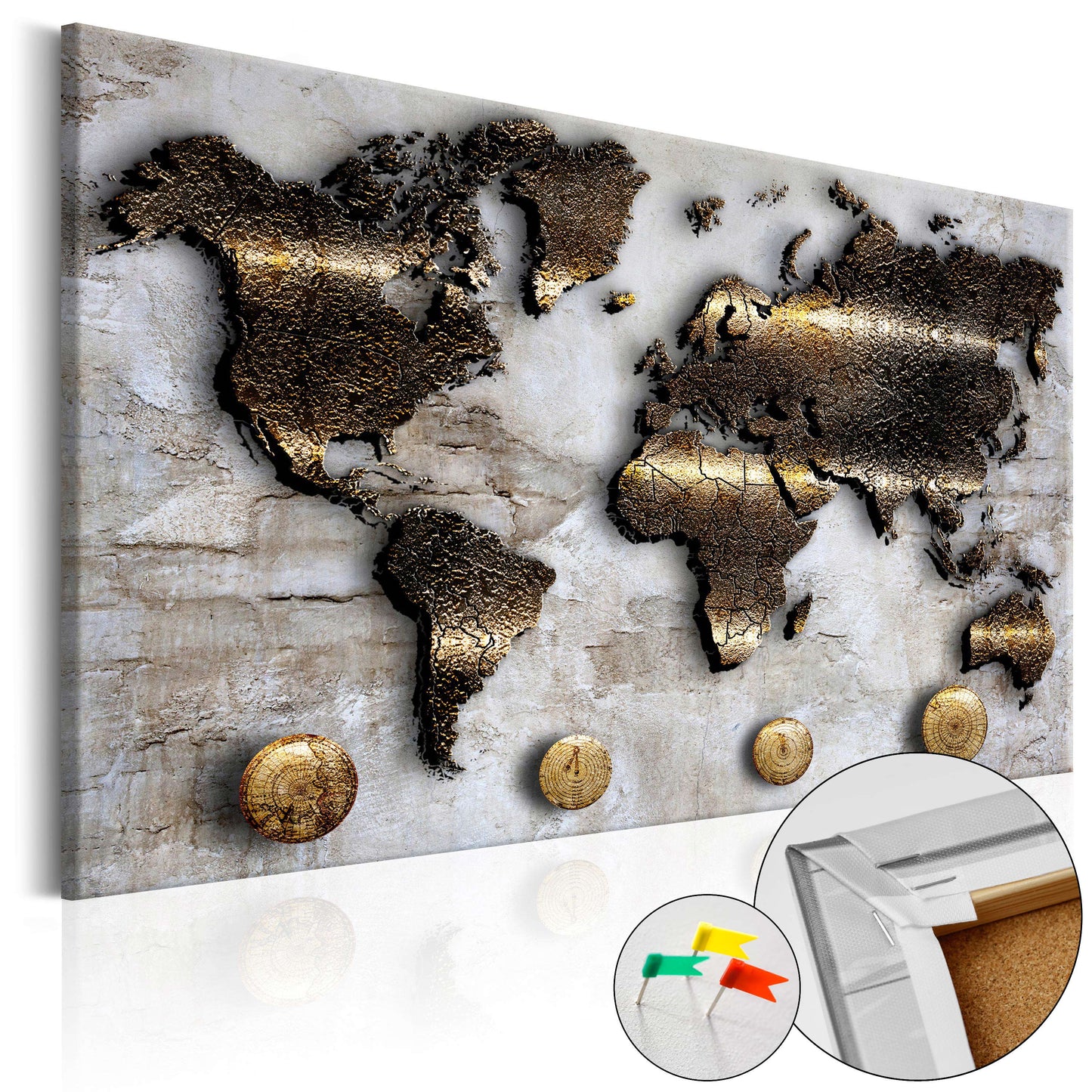 Pinnwand - Weltkarte Golden Journey - WELTKARTEN24