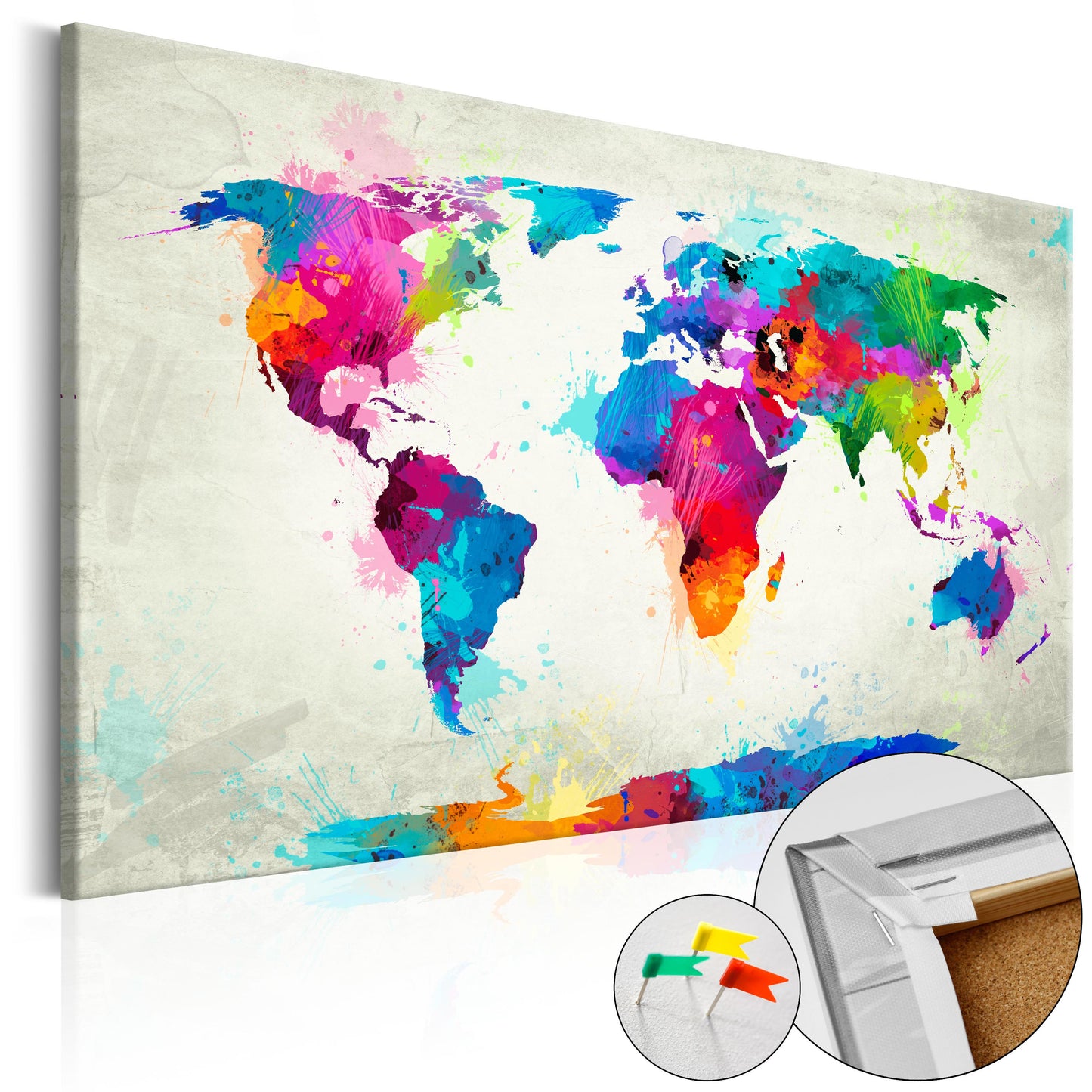 Pinnwand - Weltkarte An Explosion of Colors - WELTKARTEN24