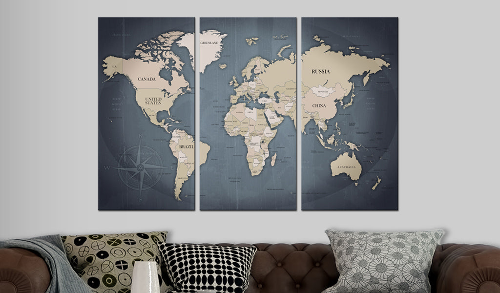Pinnwand - Weltkarte Anthracitic World - WELTKARTEN24