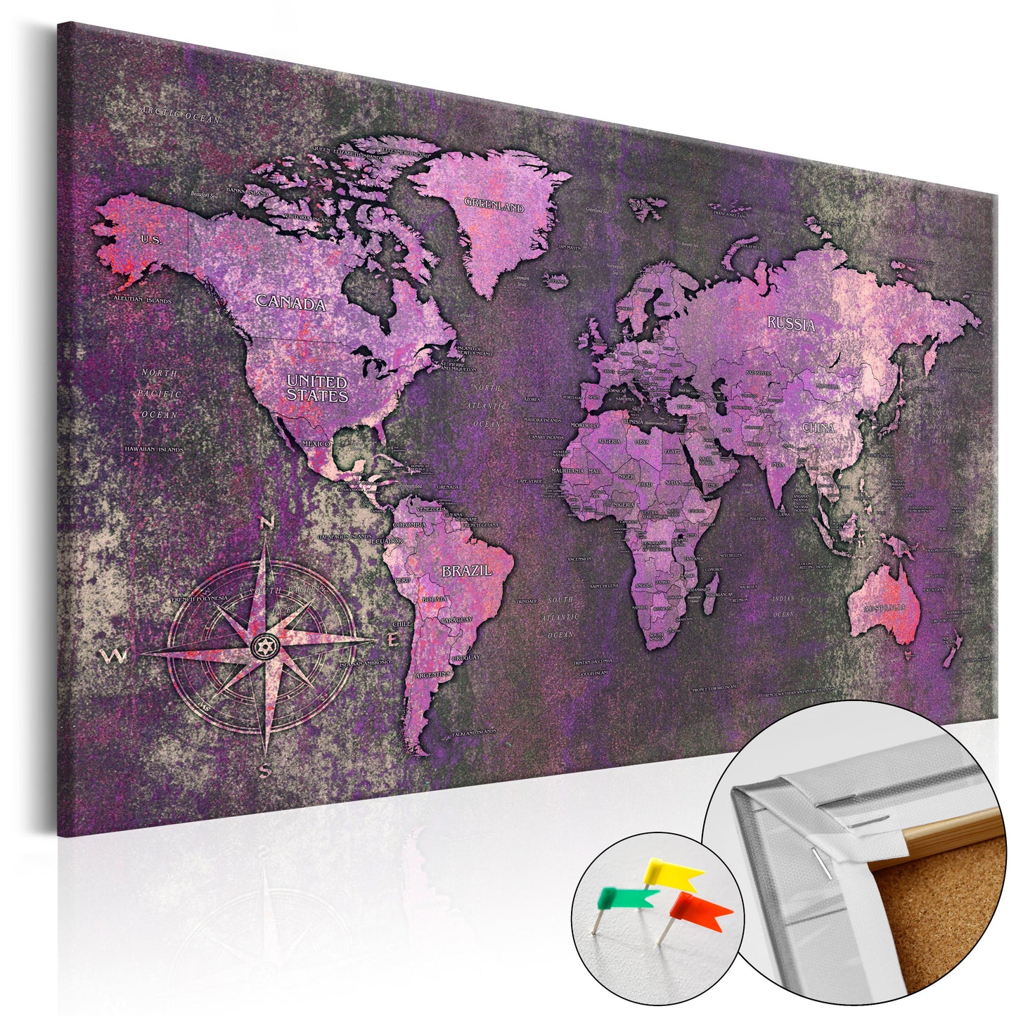 Pinnwand - Weltkarte Amethyst Map - WELTKARTEN24