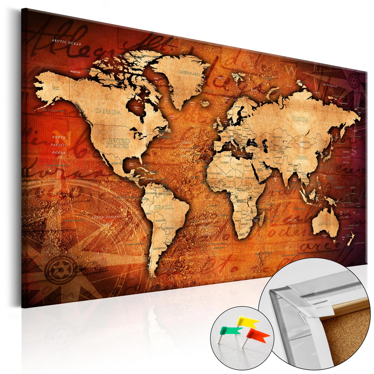 Pinnwand - Weltkarte Amber World - WELTKARTEN24