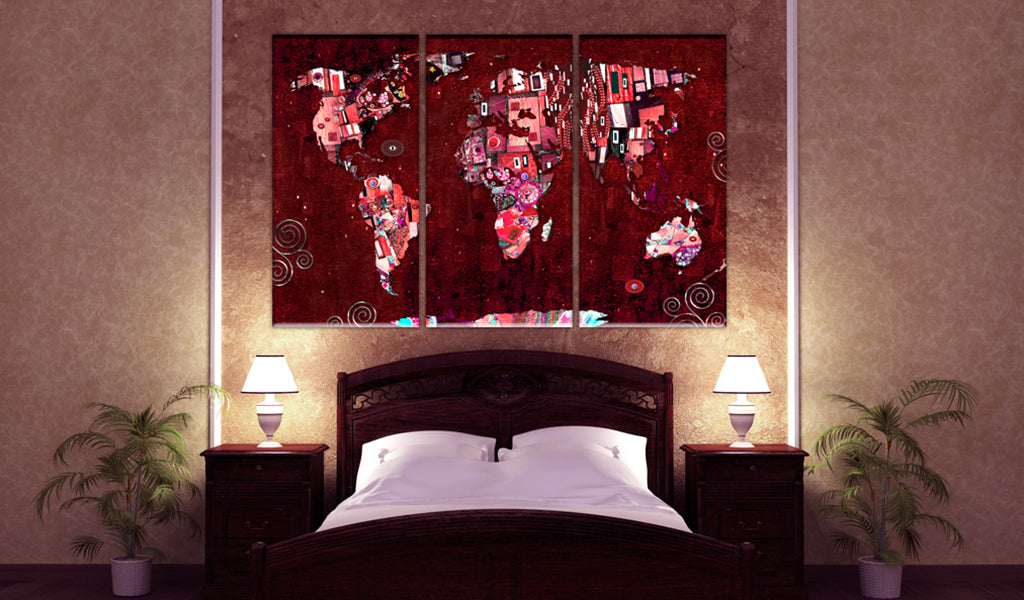 Weltkarte als Leinwandbild - Wandbild - Ruby World