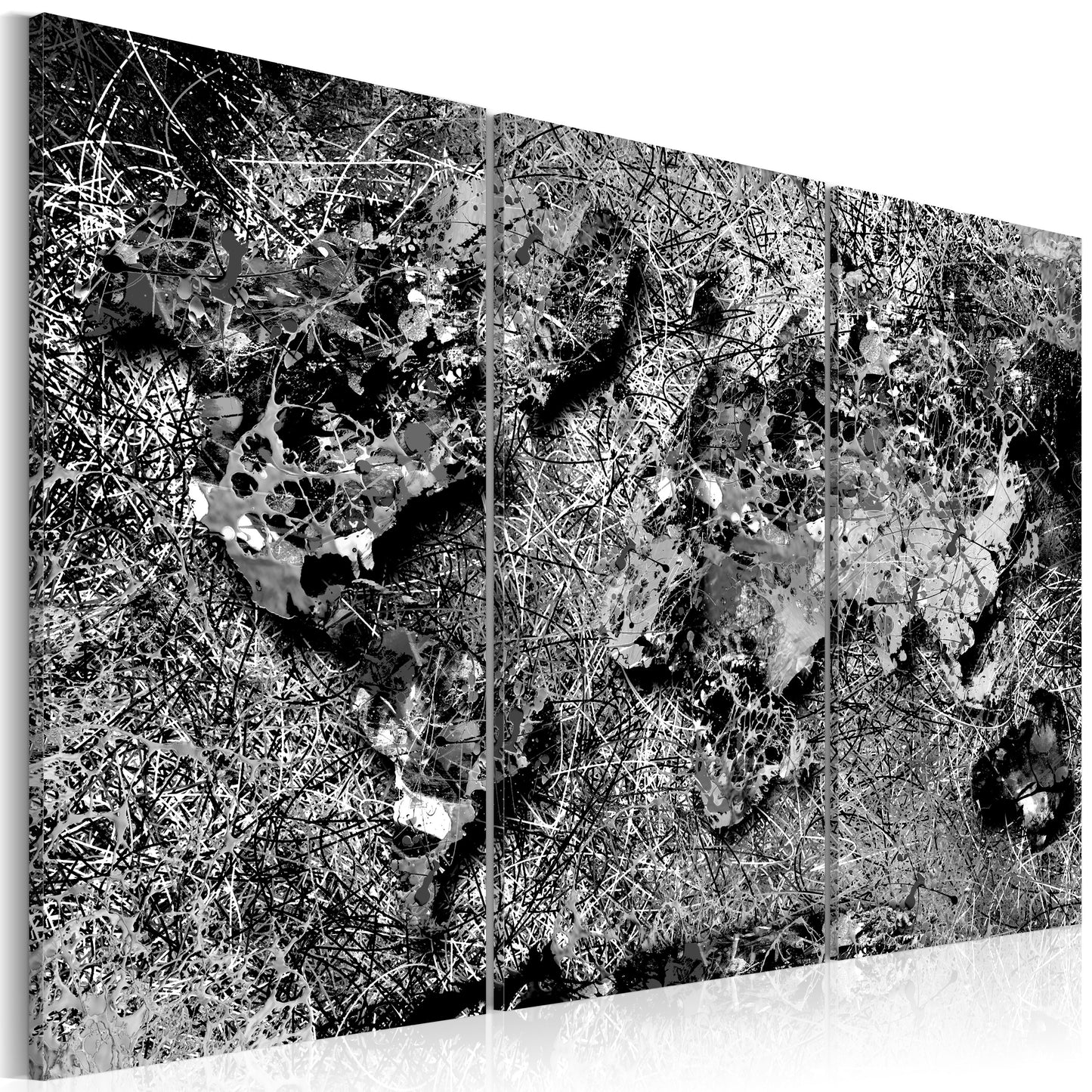 Weltkarte als Leinwandbild - Wandbild - World Map: Grey Thread