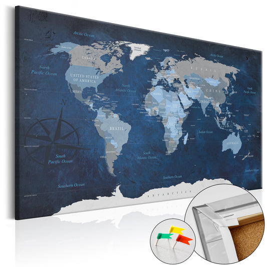 Pinnwand - Weltkarte Dark Blue World - WELTKARTEN24