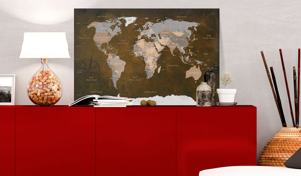 Pinnwand - Weltkarte Cinnamon Travels - WELTKARTEN24