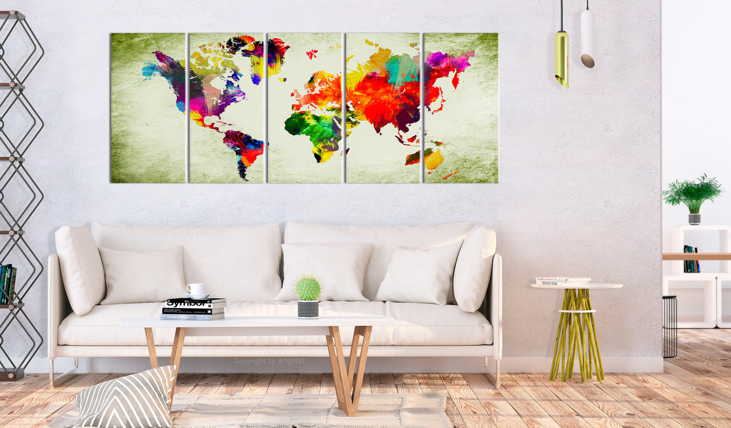 Weltkarte als Leinwandbild - Wandbild - Colourful Continents