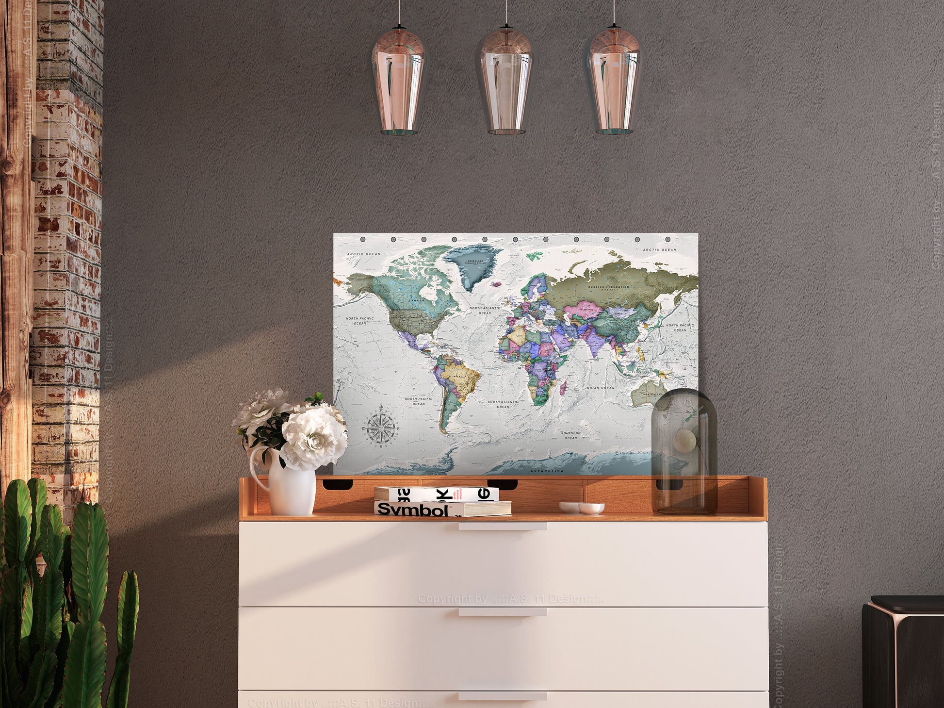 Weltkarte als Leinwandbild - Wandbild - World Destinations (1 Part) Wide