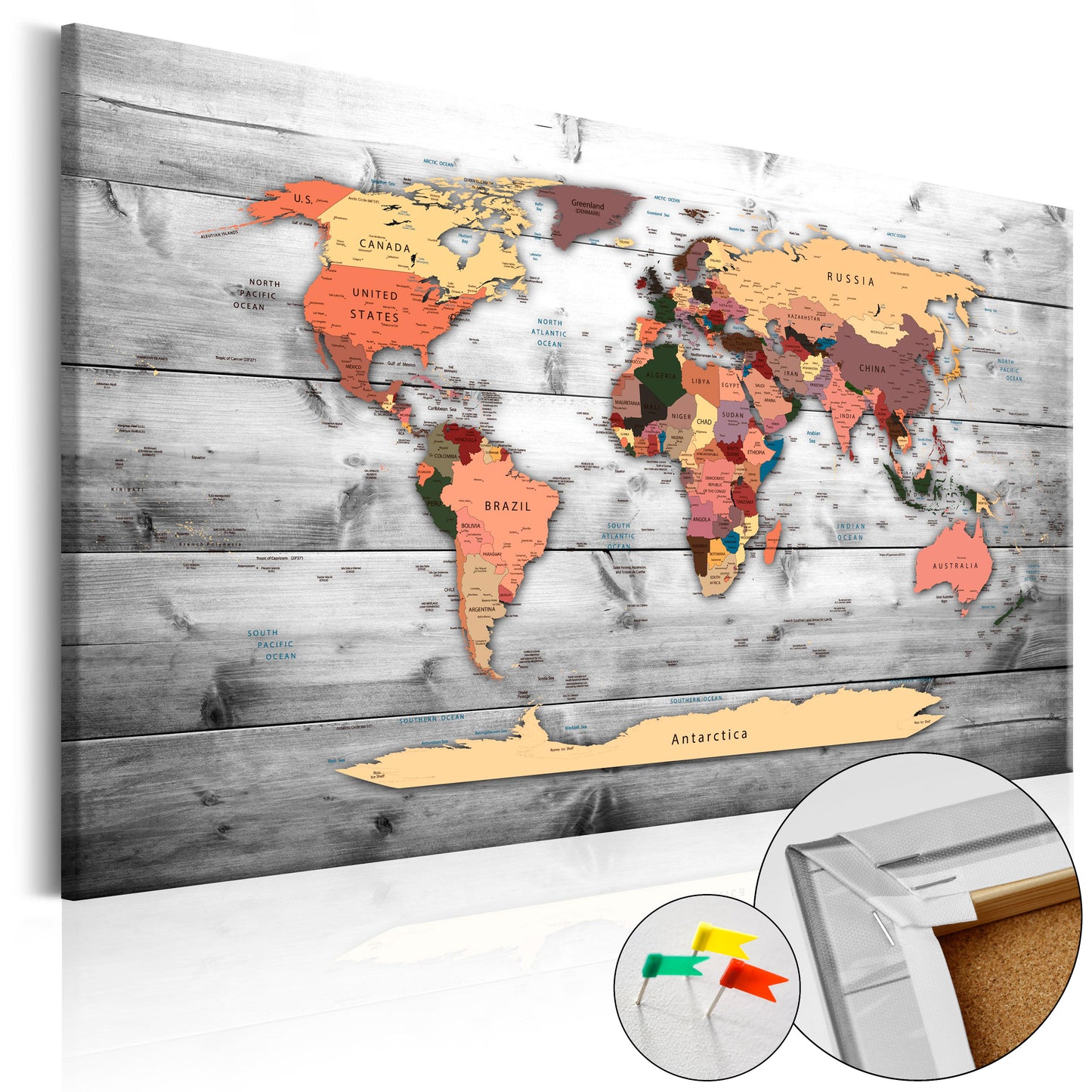 Pinnwand - Weltkarte Direction World - WELTKARTEN24