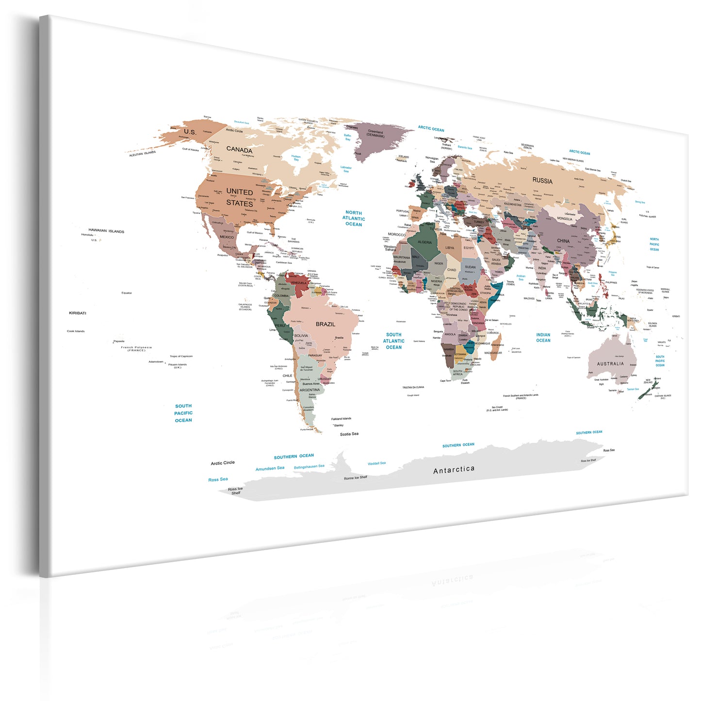 Weltkarte als Leinwandbild - Wandbild - World Map: Where Today?