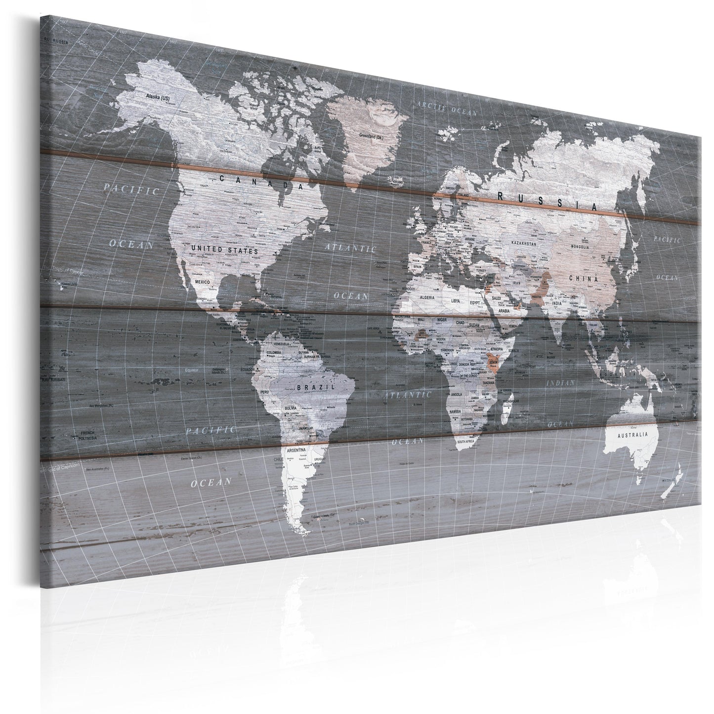 Weltkarte als Leinwandbild - Wandbild - The Grey Earth