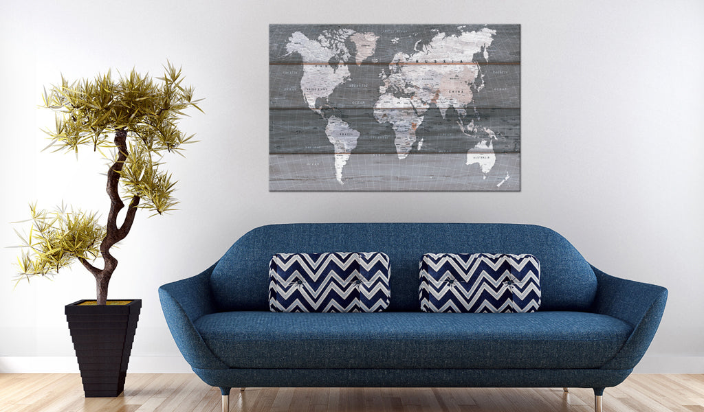 Weltkarte als Leinwandbild - Wandbild - The Grey Earth