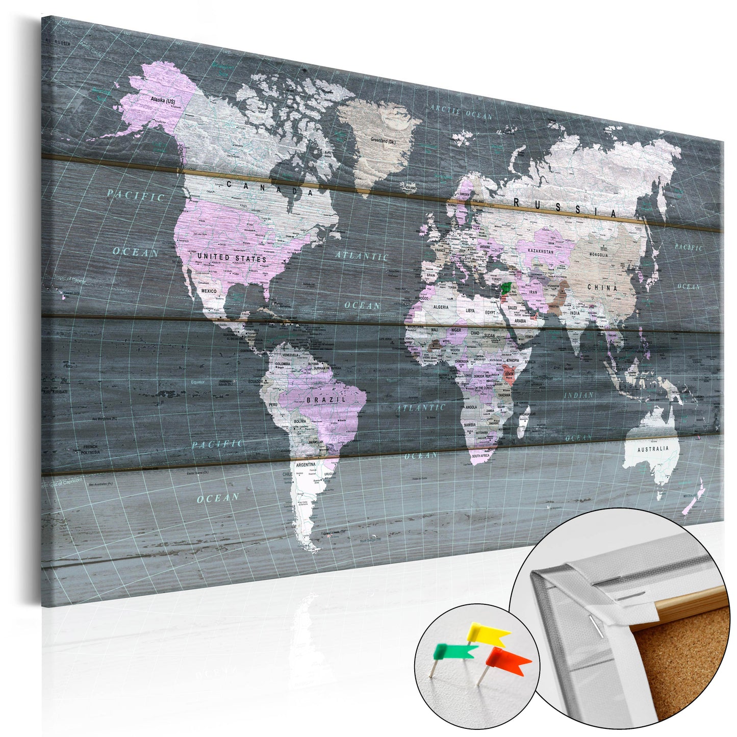 Pinnwand - Weltkarte Journey through the World - WELTKARTEN24