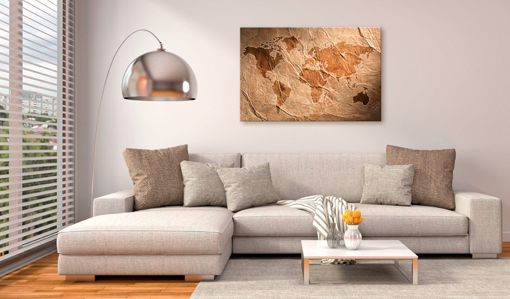 Weltkarte als Leinwandbild - Wandbild - Paper Map