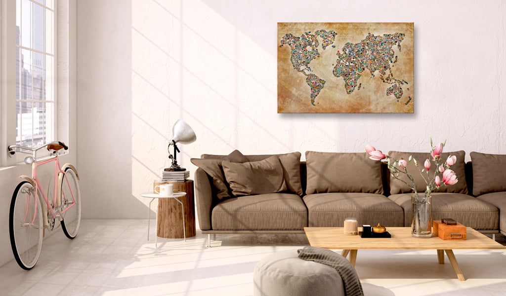 Weltkarte als Leinwandbild - Wandbild - Postcards from the World