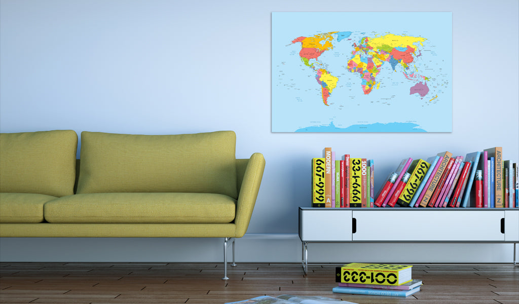 Weltkarte als Leinwandbild - Wandbild - Rainbow Geography