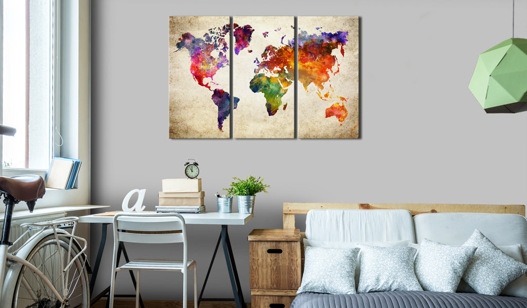 Weltkarte als Leinwandbild - Wandbild - The World's Map in Watercolor