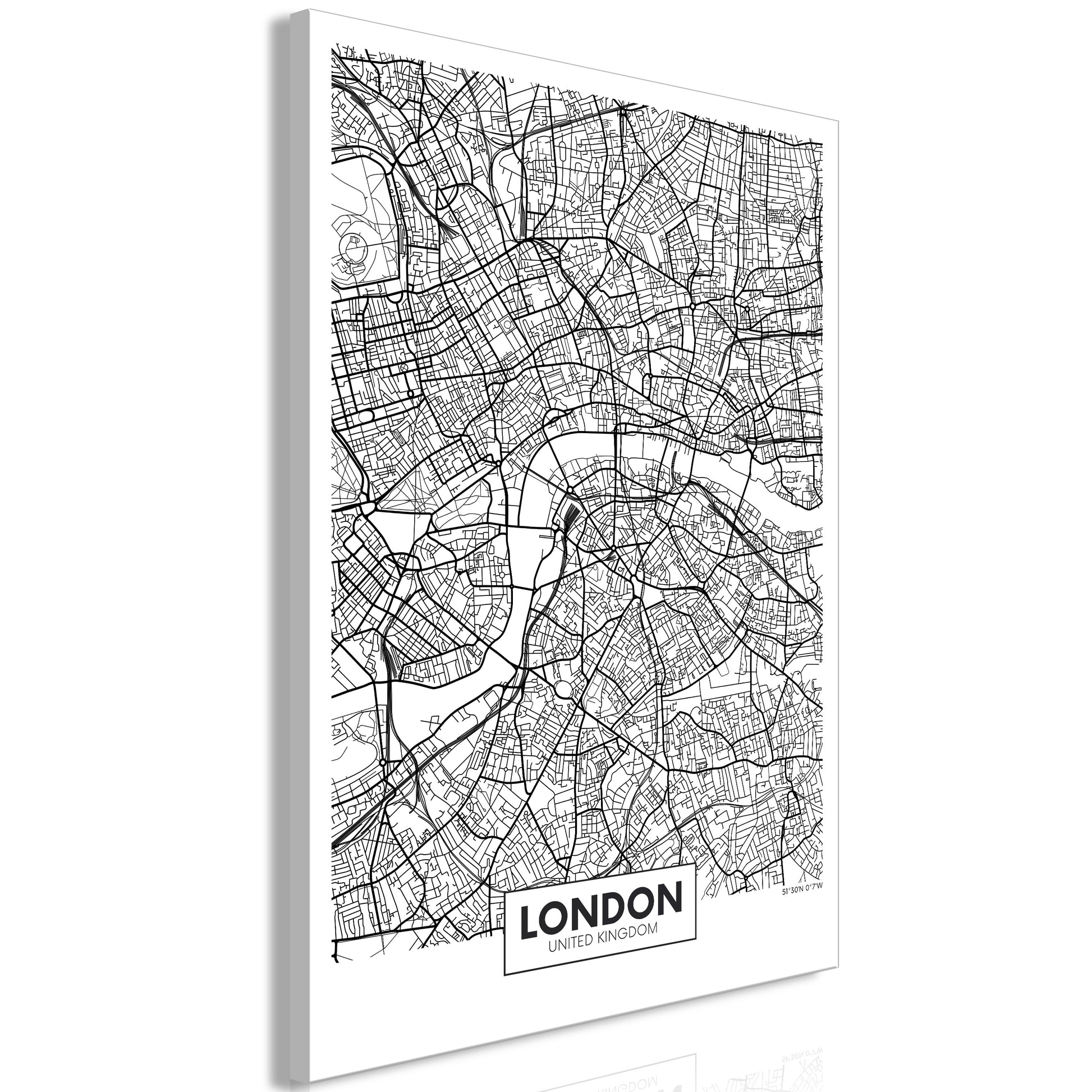 Weltkarte als Leinwandbild - Wandbild - Map of London (1 Part) Vertical