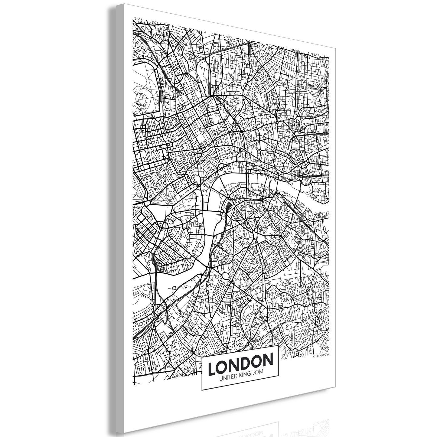 Weltkarte als Leinwandbild - Wandbild - Map of London (1 Part) Vertical