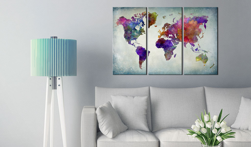 Weltkarte als Leinwandbild - Wandbild - World in Colors