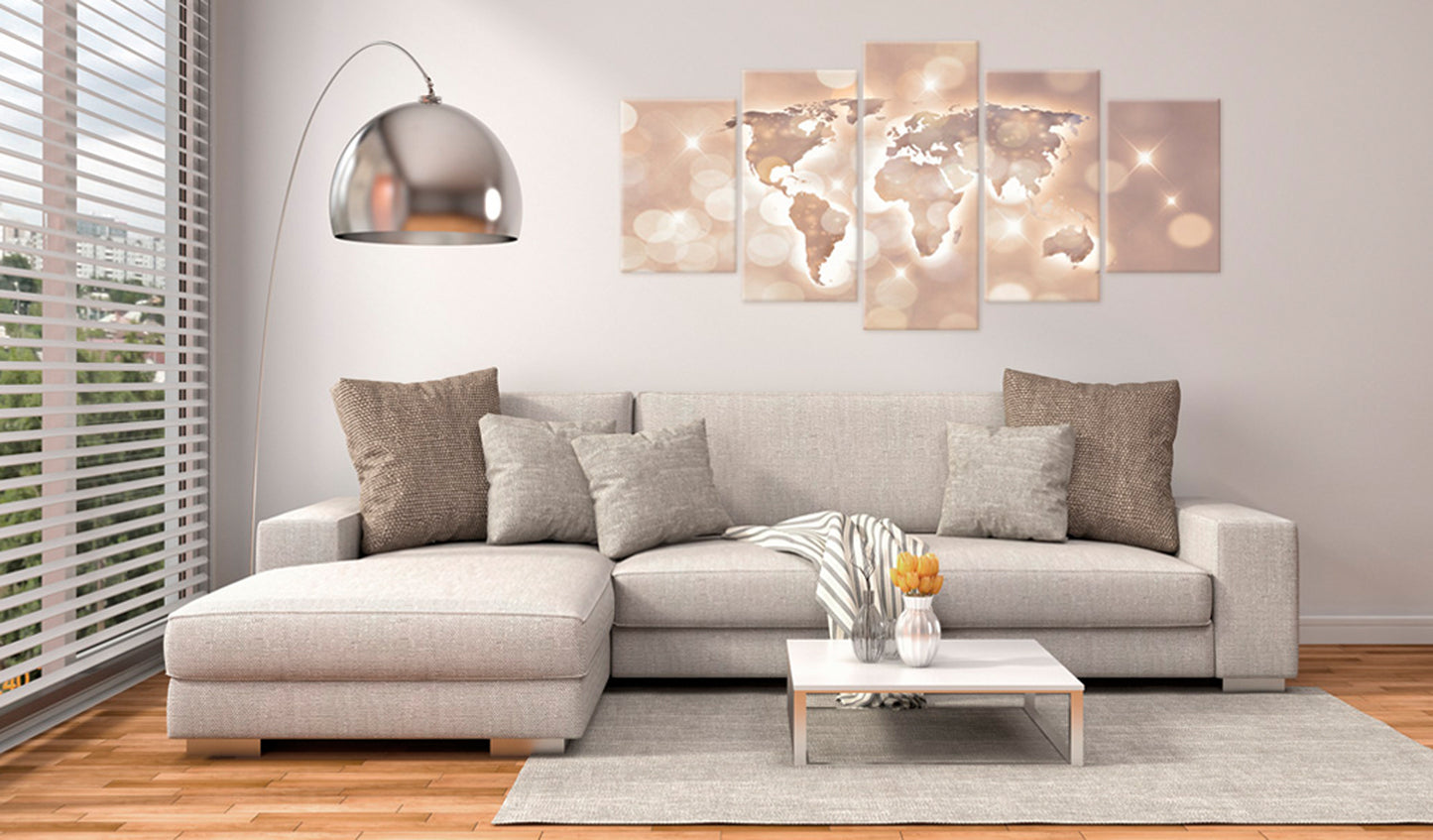 Weltkarte als Leinwandbild - Wandbild - Trail of Light
