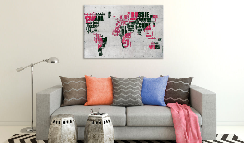 Weltkarte als Leinwandbild - Wandbild - World Map: The French Connection (FR)