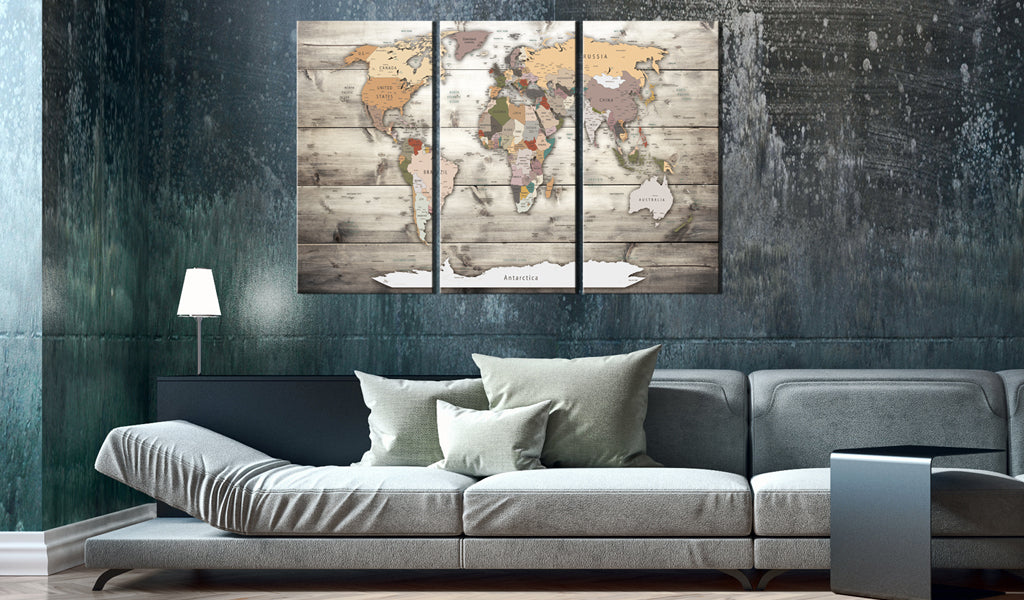 Weltkarte als Leinwandbild - Wandbild - History of Travel