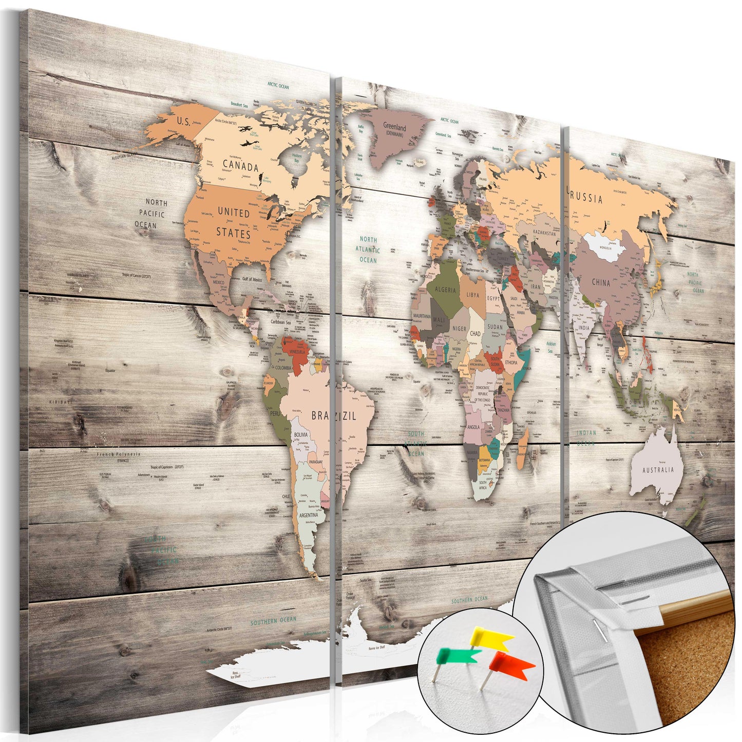 Pinnwand - Weltkarte History of Travel (3-teilig) - WELTKARTEN24