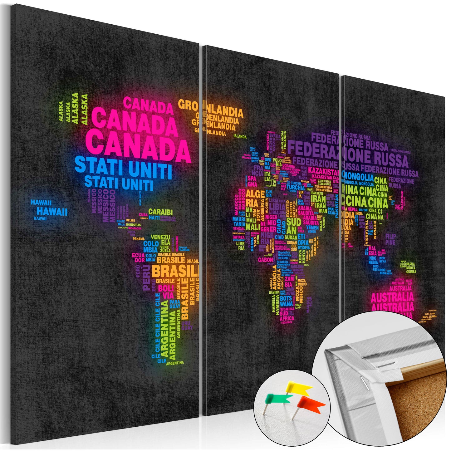 Pinnwand - Weltkarte Mappa del Mondo - WELTKARTEN24