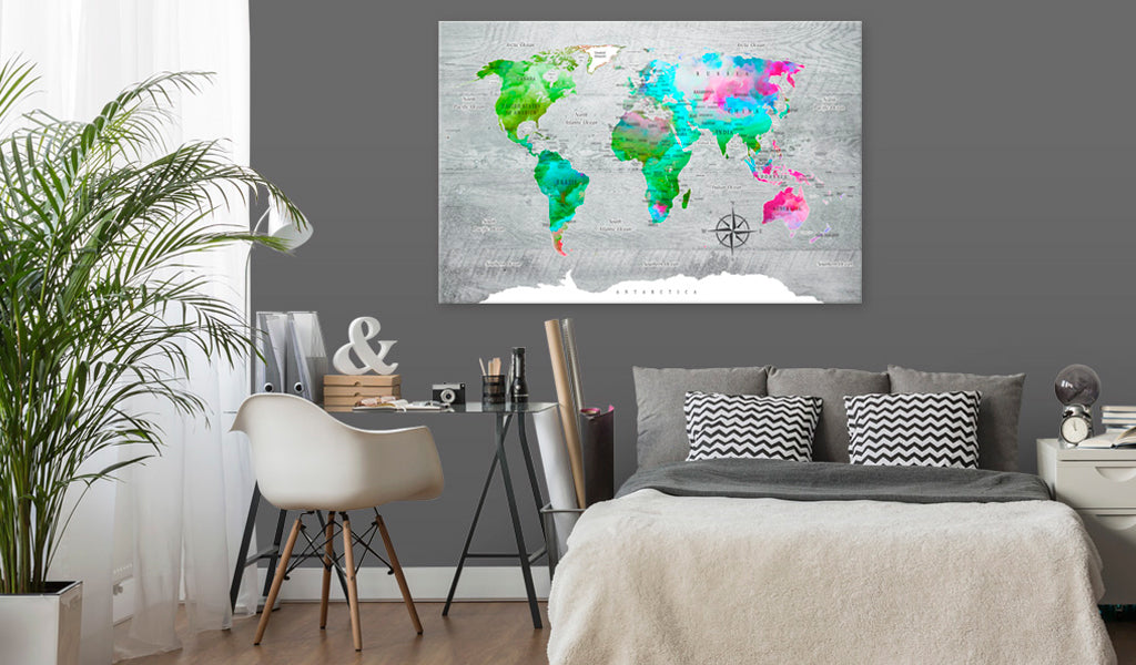 Weltkarte als Leinwandbild - Wandbild - World Map: Green Paradise